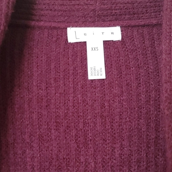 NWT Leith Dolman Sleeve long Cardigan in Wine  knit sweater sz XXS - Picture 3 of 6